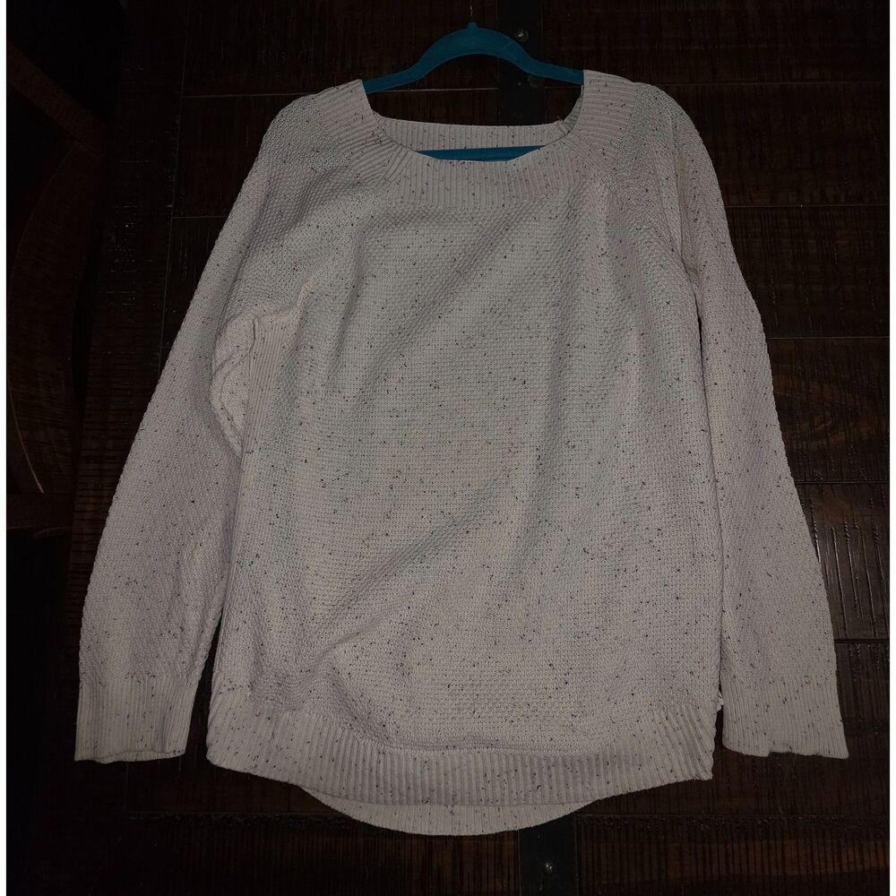 LOFT Cream Textured Knit Long Sleeve Confetti Sweater Size Small